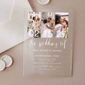Minimalistische foto Elegant Modern Wedding 3 Foto Acryl Uitnodigingen