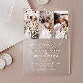 Minimalistische foto Elegant Modern Wedding 3 Foto Acryl Uitnodigingen