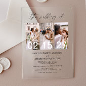 Minimalistische foto Elegant Modern Wedding 3 Foto Acryl Uitnodigingen