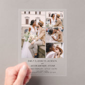Minimalistische foto Elegant Modern Wedding 4 Foto Acryl Uitnodigingen (Insitu (Draagbaar))