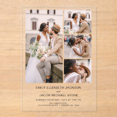 Minimalistische foto Elegant Modern Wedding 4 Foto Acryl Uitnodigingen (Voorkant)