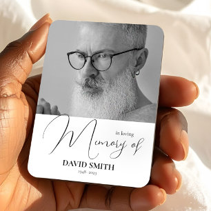 Minimalistische foto elegante rouwherinnering magneet