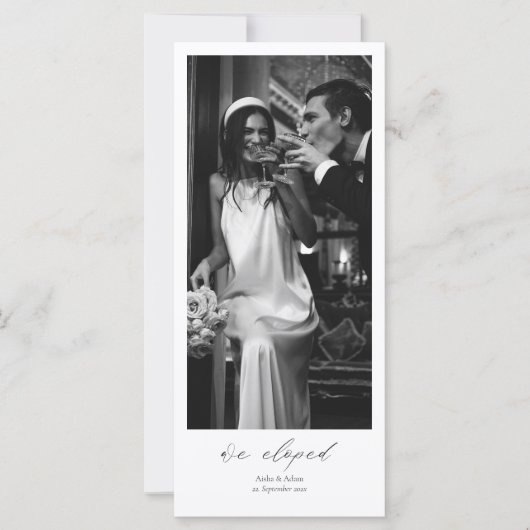Minimalistische foto elopement aankondiging & QR c (Voorkant)