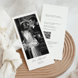 Minimalistische foto elopement aankondiging & QR c