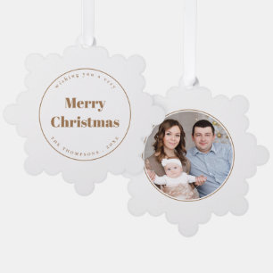 Minimalistische foto familie Vrolijk Kerstfeest Ornament Kaart