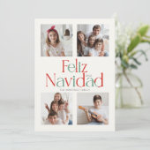 Minimalistische foto Feliz Navidad Kleurrijk Kaart (Staand voorkant)