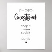 Minimalistische foto Gastenboek Party Sign Poster (Voorkant)