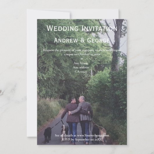 Minimalistische foto Gay LGBTQ Bruiloft Kaart (Voorkant)