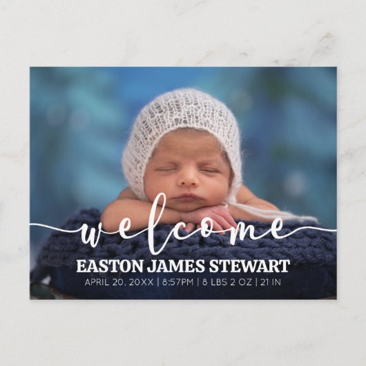 Minimalistische foto geboorteaankondigingskaart vo aankondigingskaart (Voorkant)