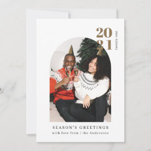 Minimalistische Foto Gold Arch Paar Kerstfeest Kaart