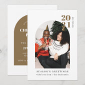 Minimalistische Foto Gold Arch Paar Kerstfeest Kaart (Voorkant / Achterkant)