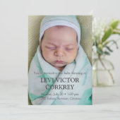 Minimalistische foto + Grijze tekst Baby zegen Kaart (Staand voorkant)