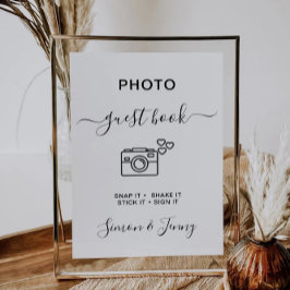 Minimalistische Foto Guestbook Sign Sjabloon, Kaart