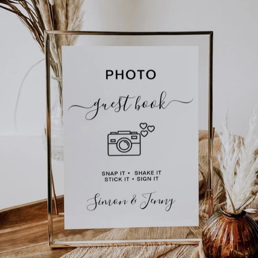 Minimalistische Foto Guestbook Sign Sjabloon, Kaart