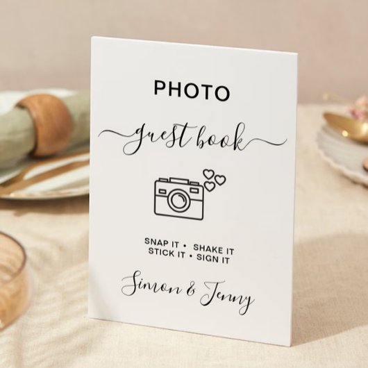 Minimalistische Foto Guestbook Sign Sjabloon, Kaart