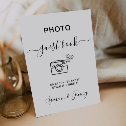 Minimalistische Foto Guestbook Sign Sjabloon, Kaart