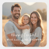 Minimalistische foto Happy Easter Spring Vierkante Sticker (Voorkant)