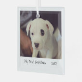 Minimalistische foto Huisdier eerste kerst Glas Ornament (Voorkant links)