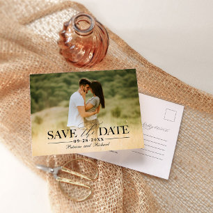 Minimalistische foto-huwelijk 'Save The Date'-post Briefkaart