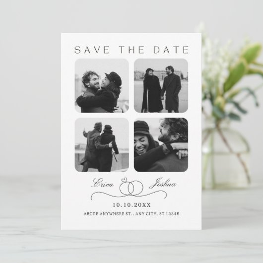 Minimalistische foto huwelijksmoment save the date (Staand voorkant)
