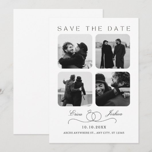 Minimalistische foto huwelijksmoment save the date (Voorkant / Achterkant)