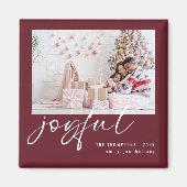 Minimalistische foto Joyful Script Christmas Bourg Magneet (Voorkant)