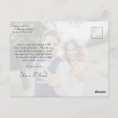 Minimalistische foto kalligrafie bruiloft dank u briefkaart (Achterkant)