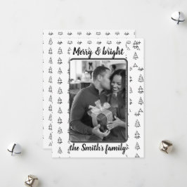 Minimalistische foto kerstboom patroon feestdagenkaart
