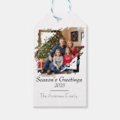 Minimalistische foto kerstgroet personaliseren cadeaulabel (Voorkant)
