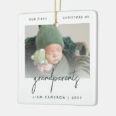 Minimalistische foto-kerstversiering voor grootoud keramisch ornament (Links)