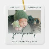 Minimalistische foto-kerstversiering voor grootoud keramisch ornament (Voorkant)