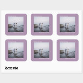 Minimalistische foto lavender Love & Bedankt Weddi Vierkante Sticker (Vel)