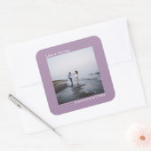 Minimalistische foto lavender Love & Bedankt Weddi Vierkante Sticker (Envelop)