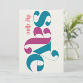 Minimalistische foto meloen Blauwgroen magenta Save The Date (Staand voorkant)