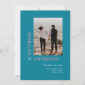 Minimalistische foto meloen Blauwgroen magenta Save The Date (Achterkant)