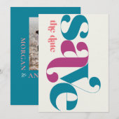 Minimalistische foto meloen Blauwgroen magenta Save The Date (Voorkant / Achterkant)