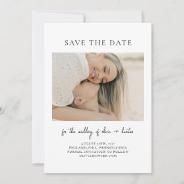 Minimalistische foto met de hand geschreven save the date