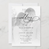 Minimalistische foto met elegante script bruiloft kaart (Voorkant)