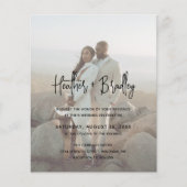 Minimalistische foto Modern budget bruiloft uitnod (Voorkant)