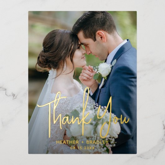 Minimalistische foto Modern Dank u Folie Uitnodiging Briefkaart (Voorkant)