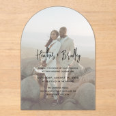 Minimalistische foto Moderne bruiloft Acryl Uitnodigingen (Voorkant)