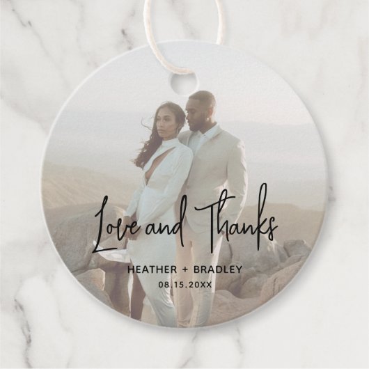 Minimalistische foto Moderne bruiloft Bedankjes Labels (Voorkant)