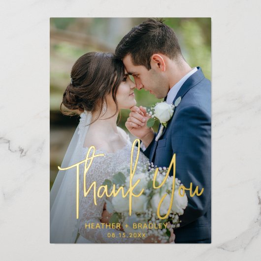 Minimalistische foto Moderne bruiloft bedankkaart Folie Uitnodiging (Voorkant)