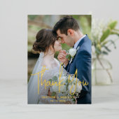 Minimalistische foto Moderne bruiloft bedankkaart Folie Uitnodiging (Staand Voorkant)