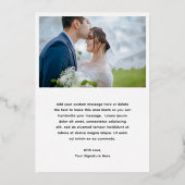 Minimalistische foto Moderne bruiloft bedankkaart Folie Uitnodiging (Achterkant)