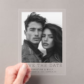 Minimalistische foto Moderne bruiloft Bewaar de da Acryl Uitnodigingen (Insitu (Draagbaar))