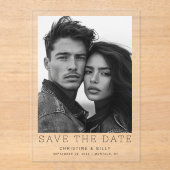 Minimalistische foto Moderne bruiloft Bewaar de da Acryl Uitnodigingen (Voorkant)