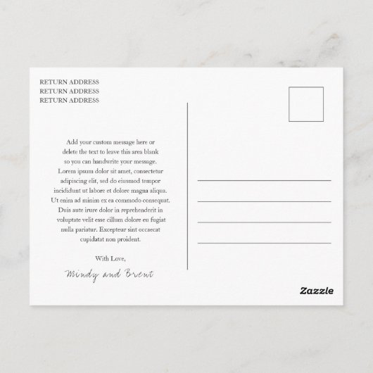 Minimalistische foto Moderne bruiloft Dank u Briefkaart (Achterkant)