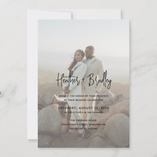 Minimalistische foto Moderne bruiloft Kaart (Voorkant)