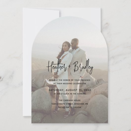 Minimalistische foto Moderne bruiloft Kaart (Voorkant)